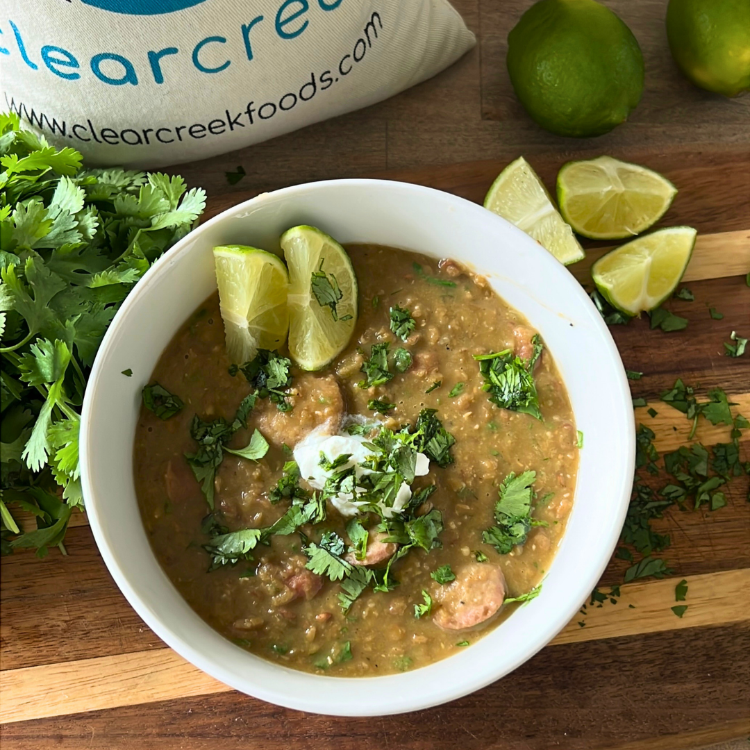 Green Lentil Chili with Sausage