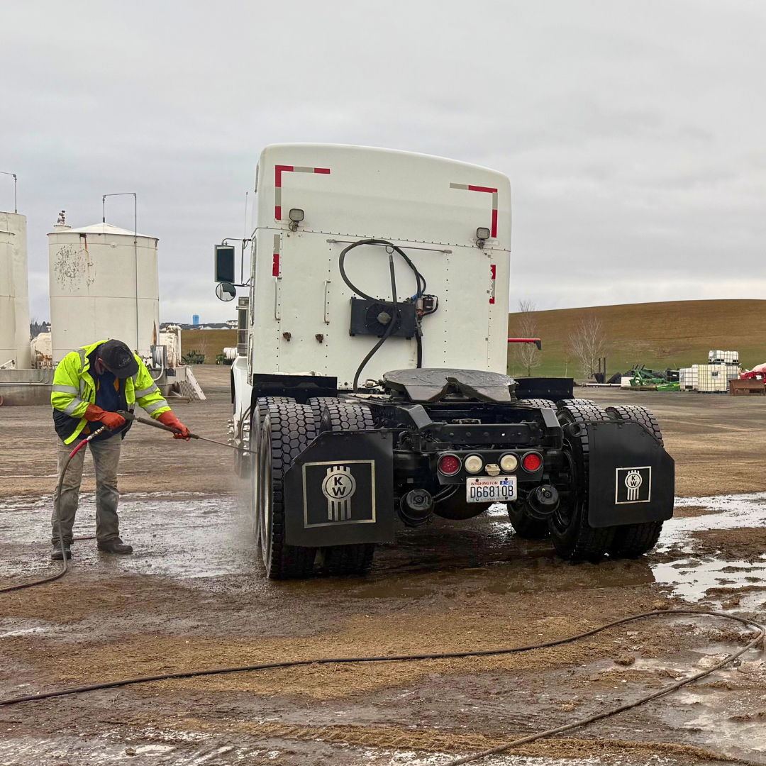 pressure washing a truck