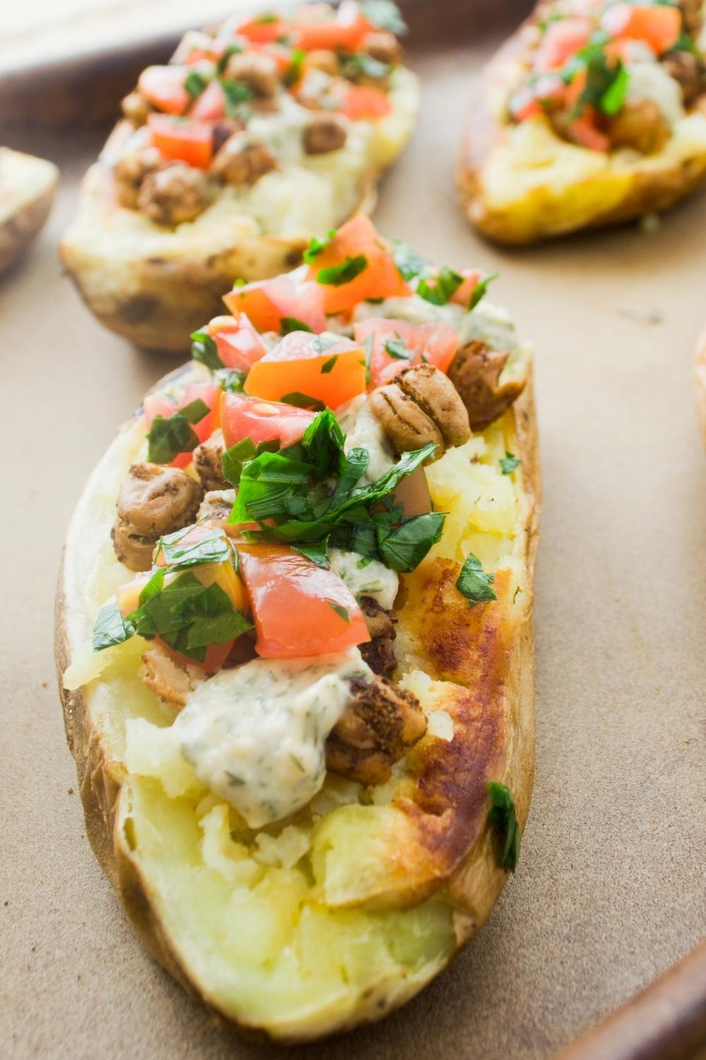 vegan garbanzo bean twice baked potatoes