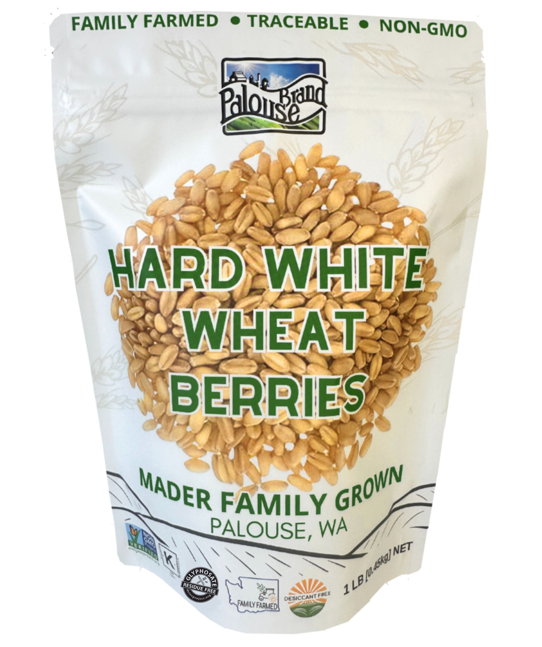 Certified Glyphosate Residue Free Hard White Wheat Berries 1 LB