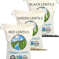 Lentil Pack: Green, Red, Black Lentils | 12 LB