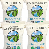 Grain Variety Bundle | Durum, Pearl Barley, Rye and Spelt Berries | 16 lbs (4-4 lb bags)