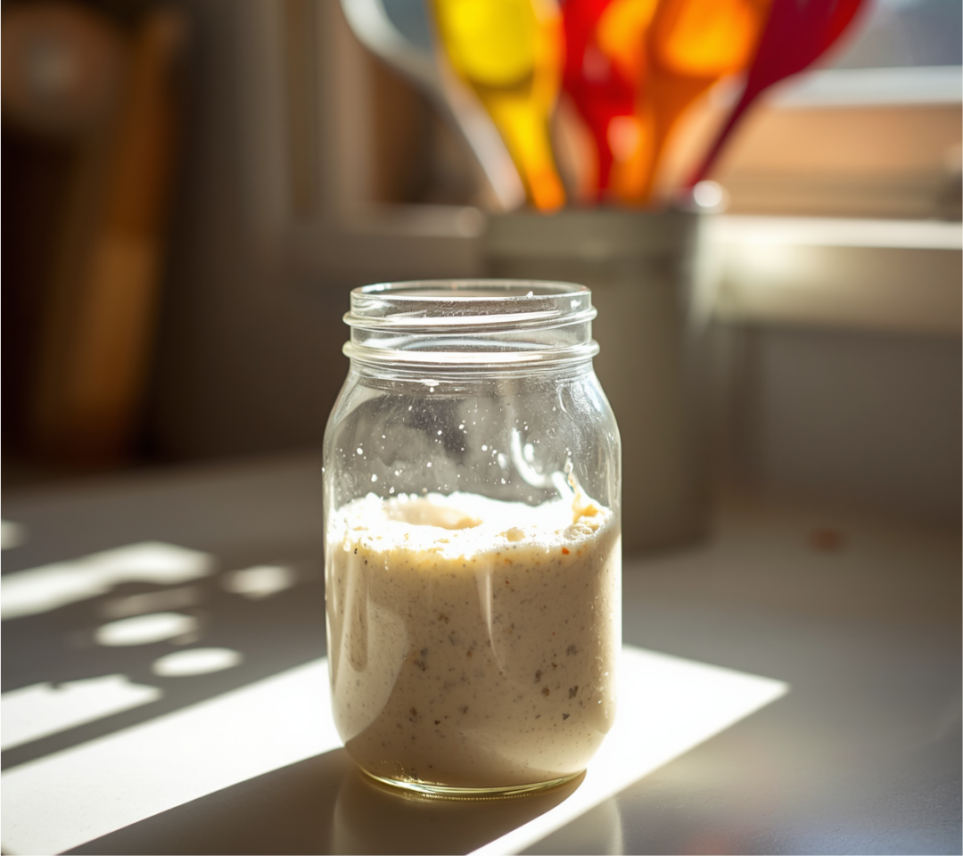 sourdough starter in jar