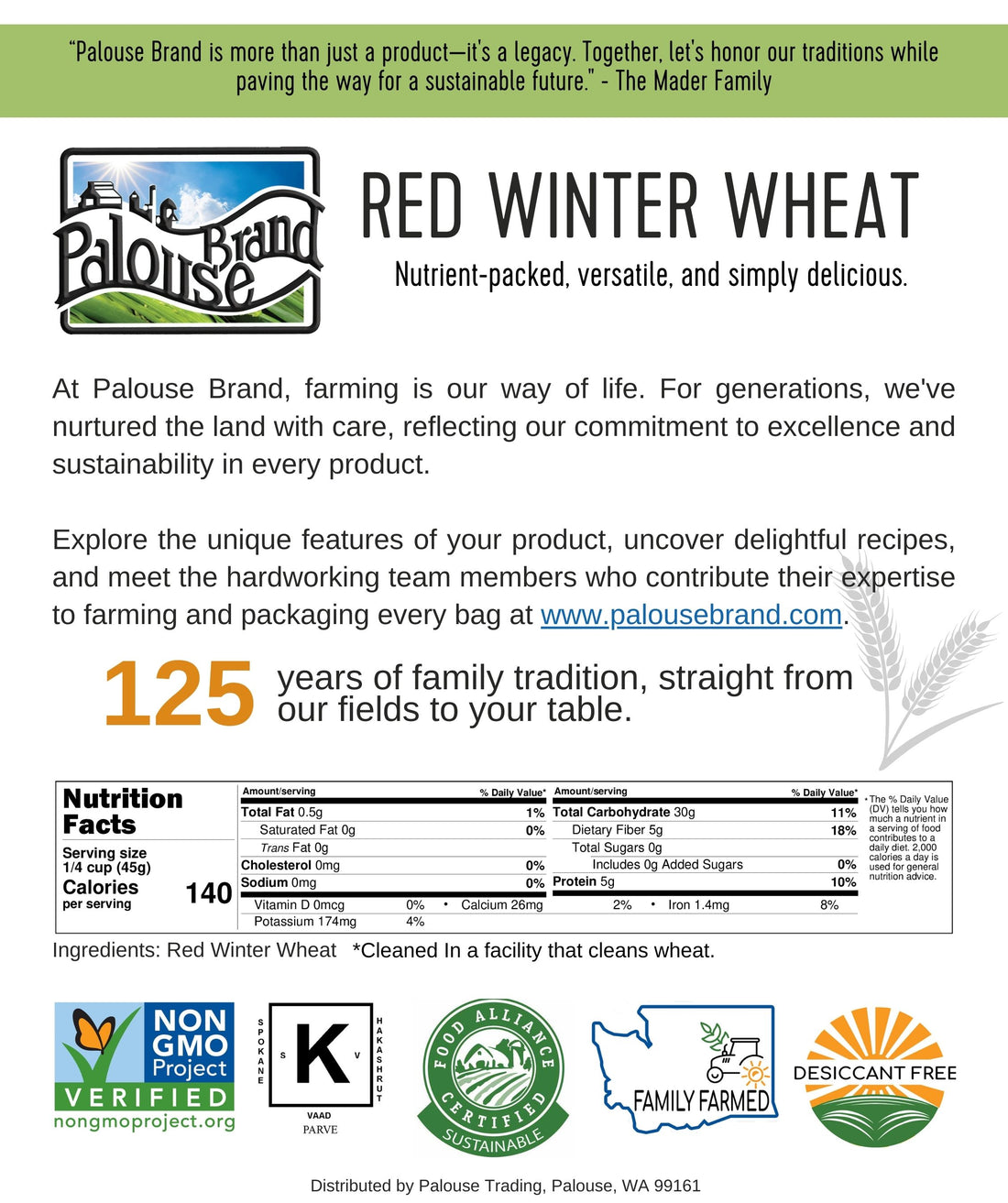 Red Winter Wheat Berries Nutrition Facts