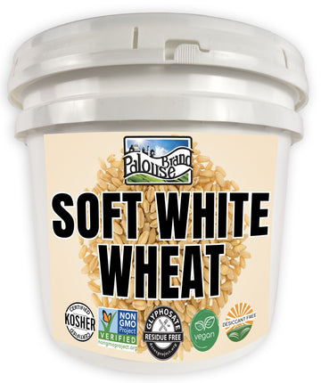 Soft White Wheat Berries | 25 LB Bucket | Certified Glyphosate Residue Free