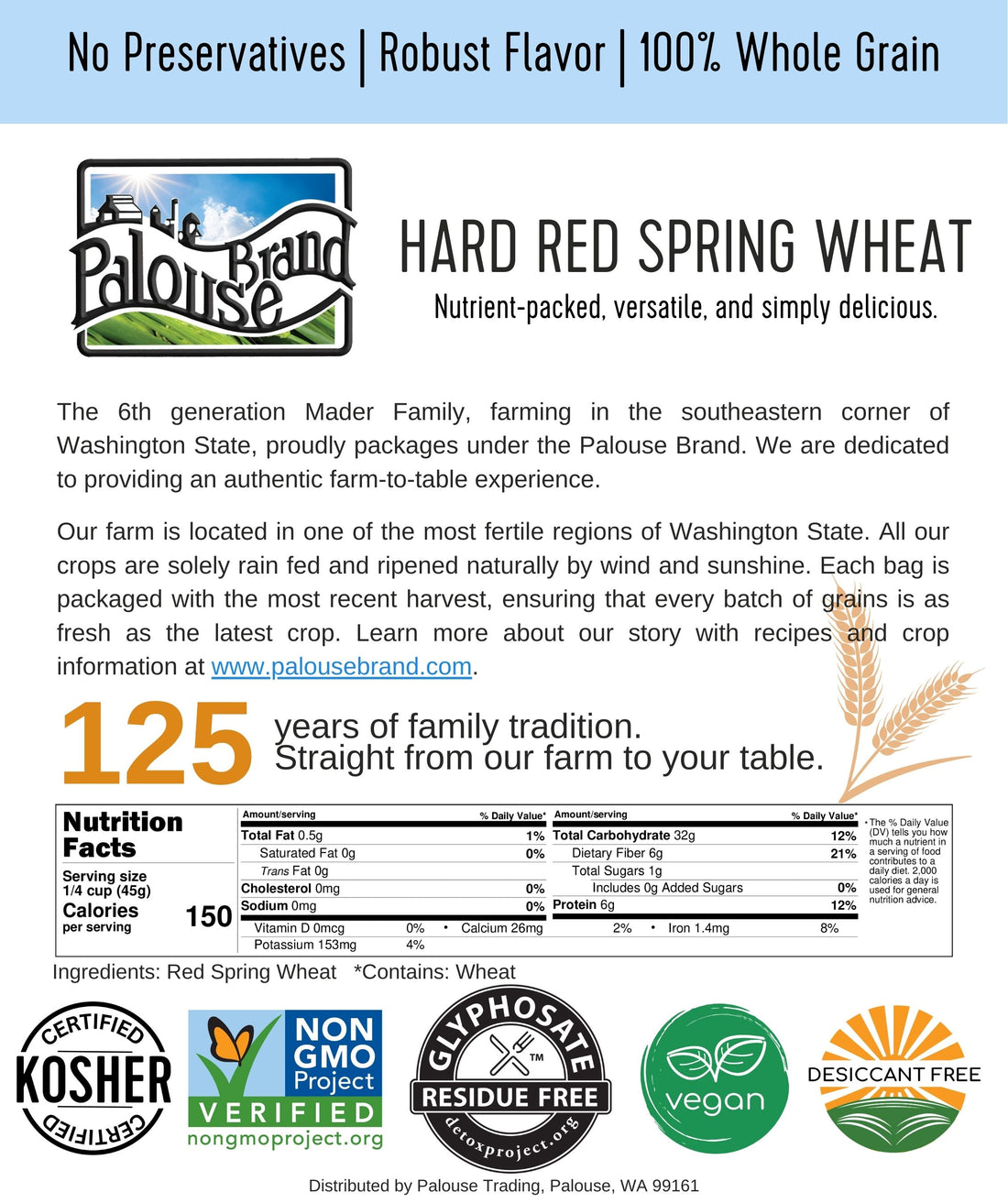 Hard Red Spring Wheat Berries | 36 LBS (18 LB x 2) | Certified Glyphosate Residue Free - Value Pack