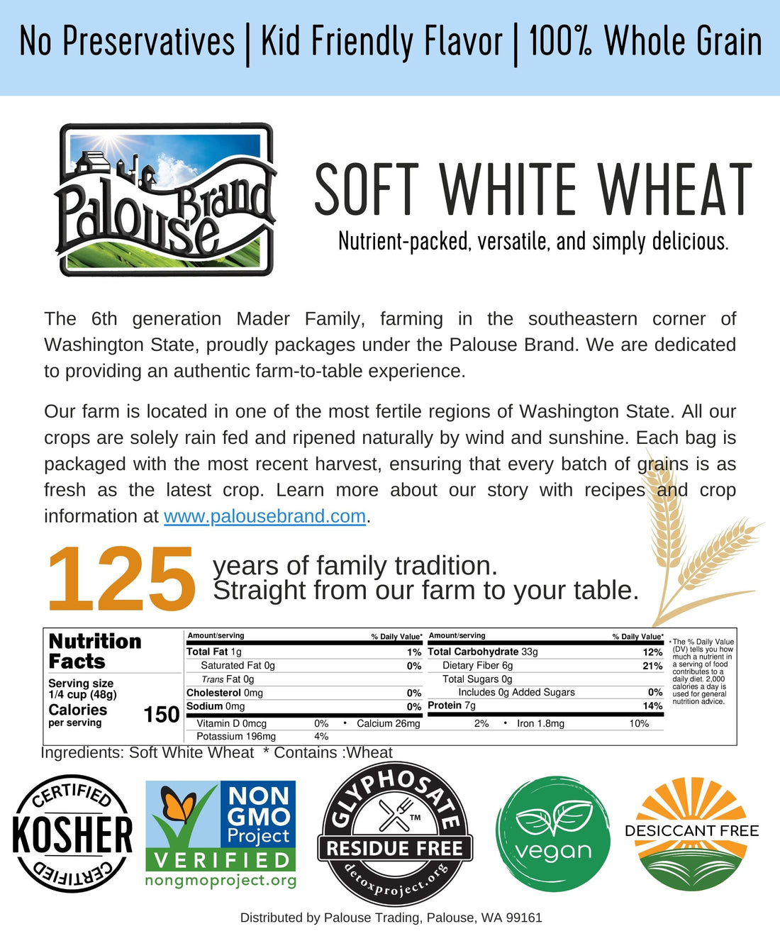 soft white wheat berries nutrition facts