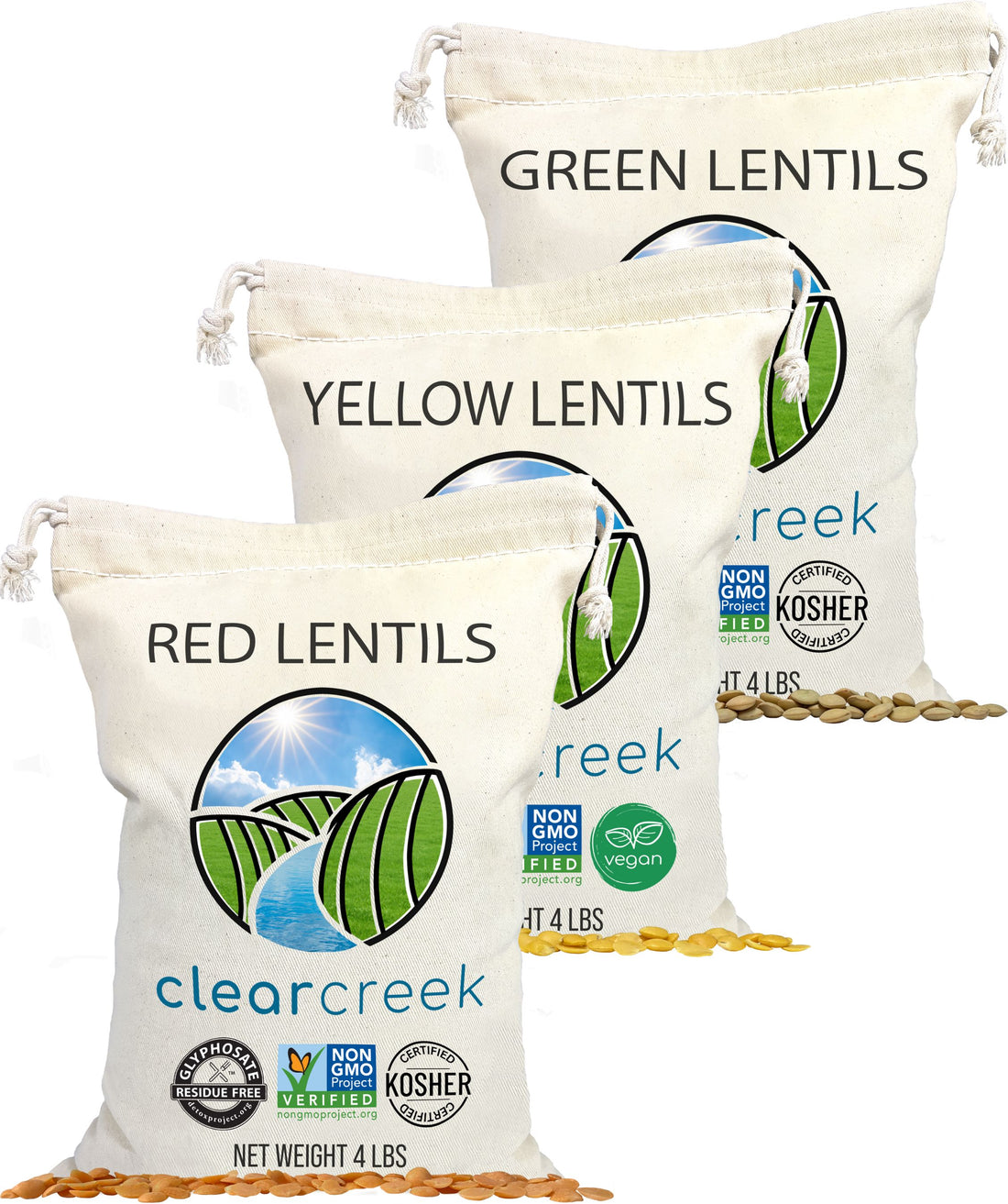 Lentil Pack: Red, Green, Gold Lentils | 12 LB