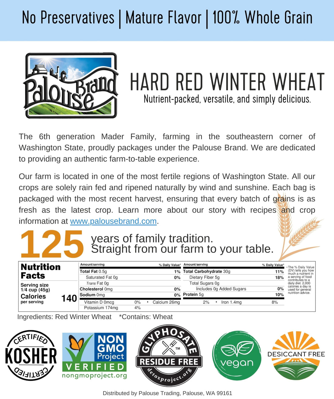 Hard Red Winter Wheat Berries | 36 LBS ( 18 LB x 2) | Certified Glyphosate Residue Free - Value Pack