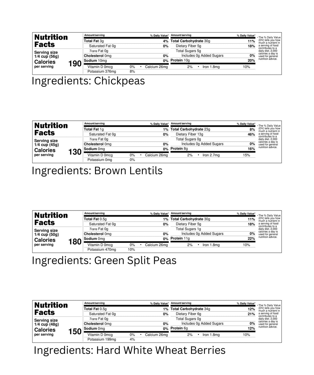 Palouse Brand Nutrition Facts