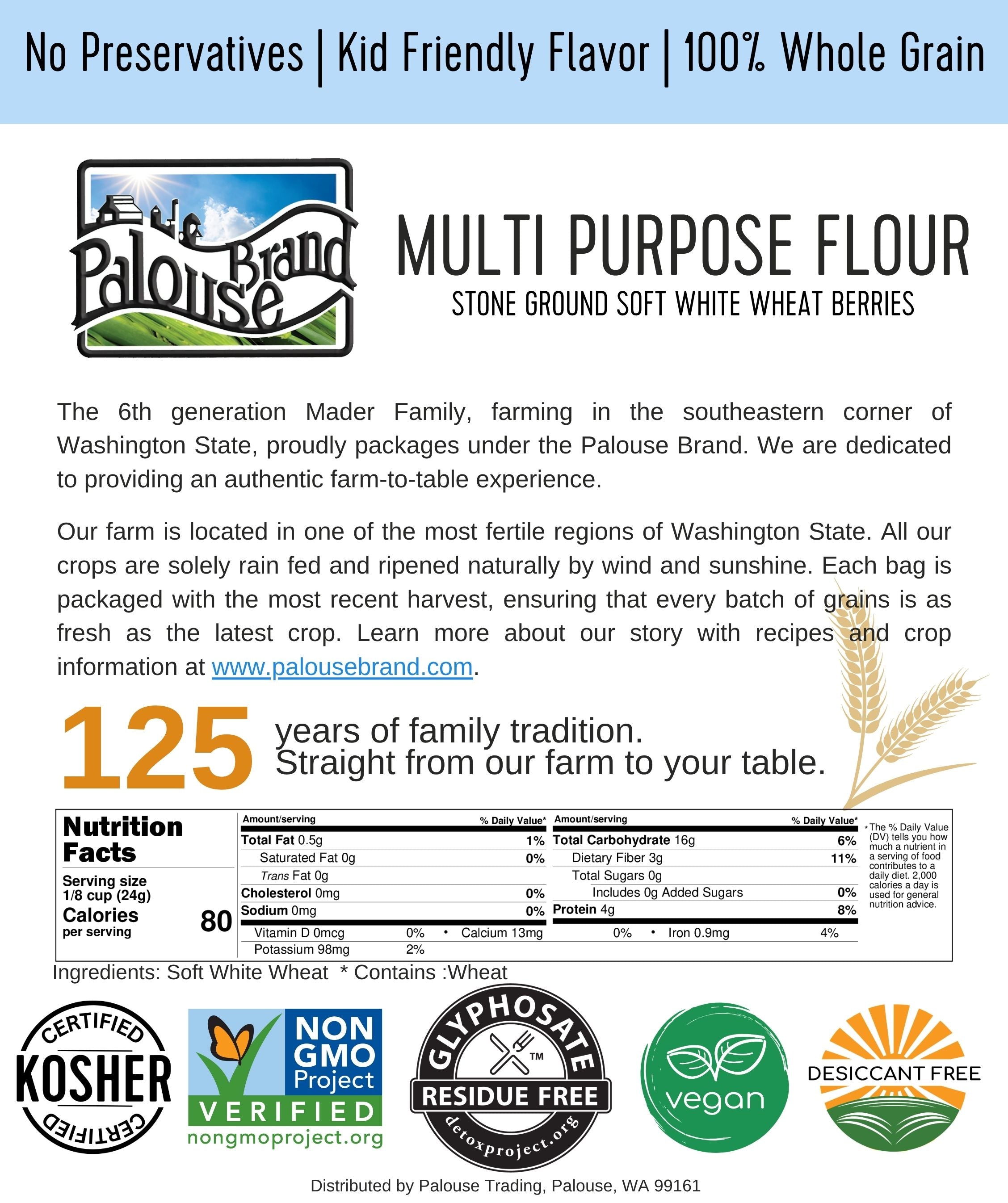 STONE GROUND MULTI PURPOSE FLOUR SOFT WHITE WHEAT