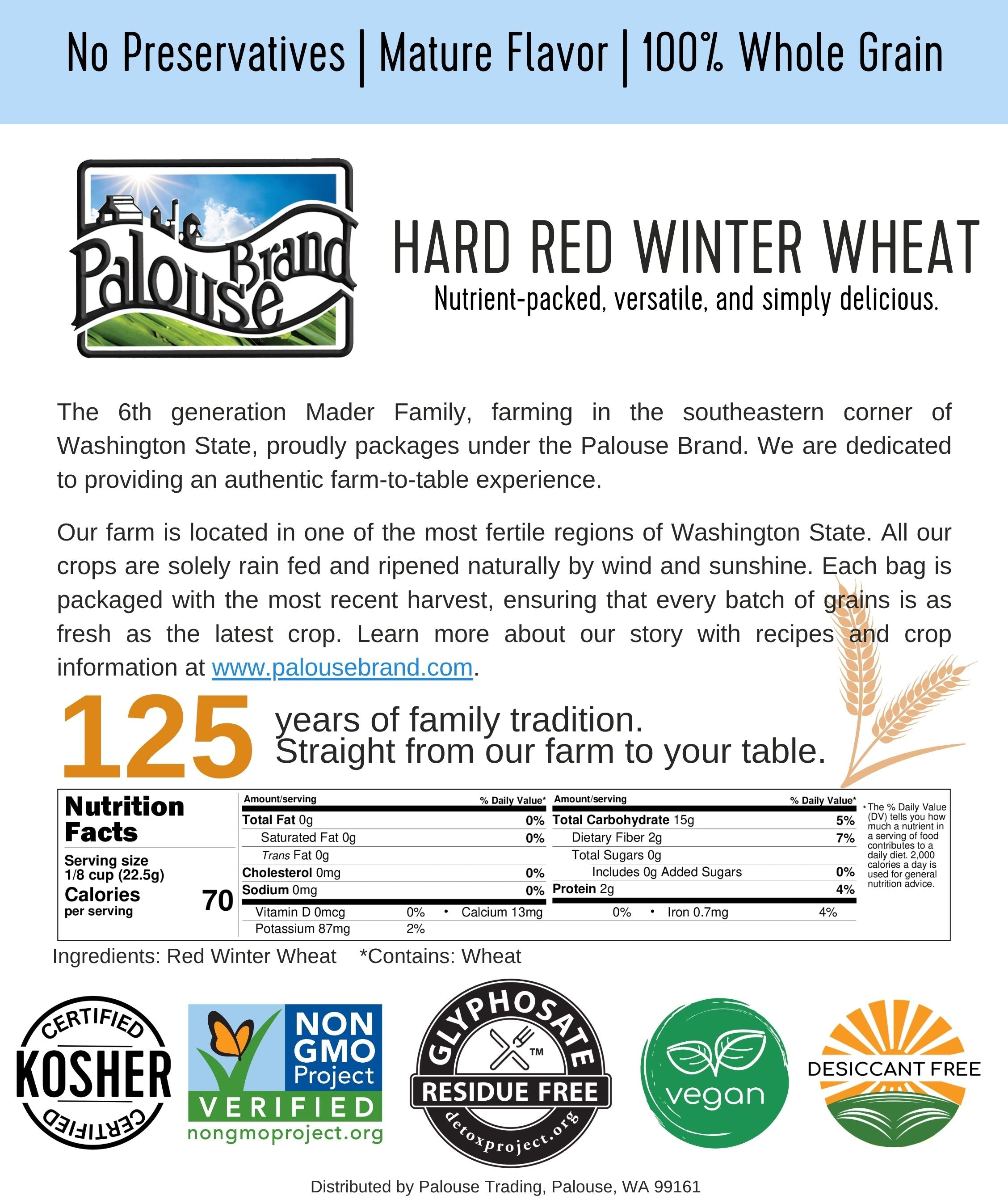 Certified Glyphosate Residue Free | Hard Red Winter Wheat Berries