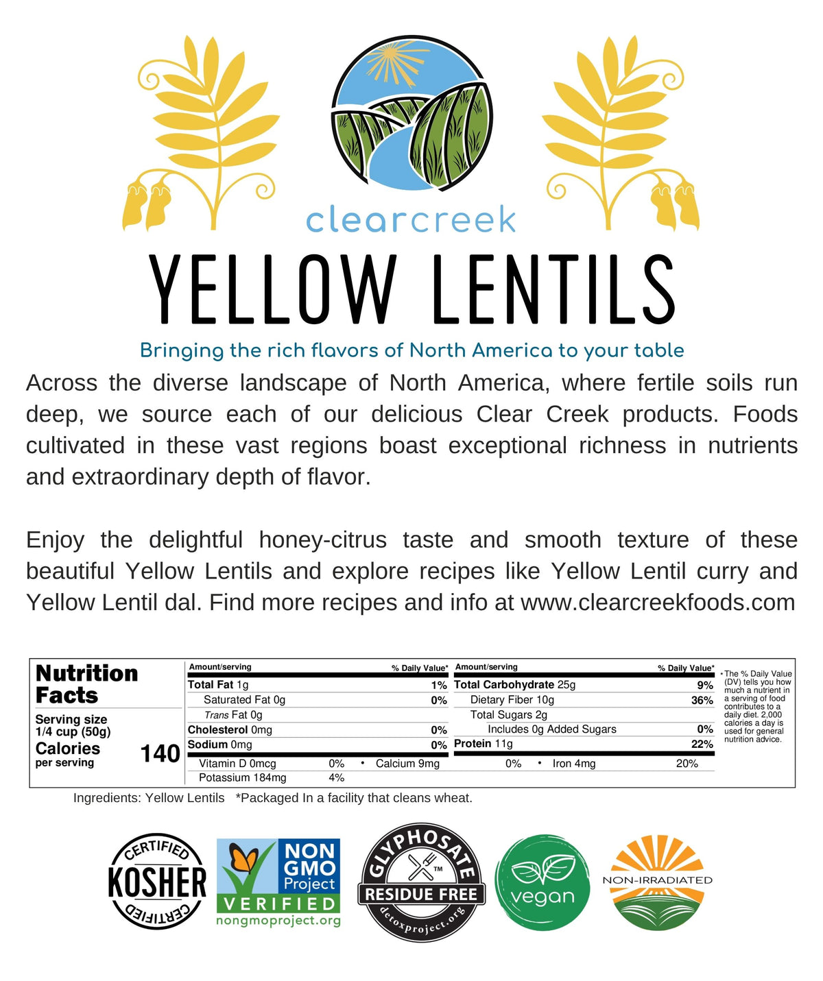 yellow lentil nutrition facts