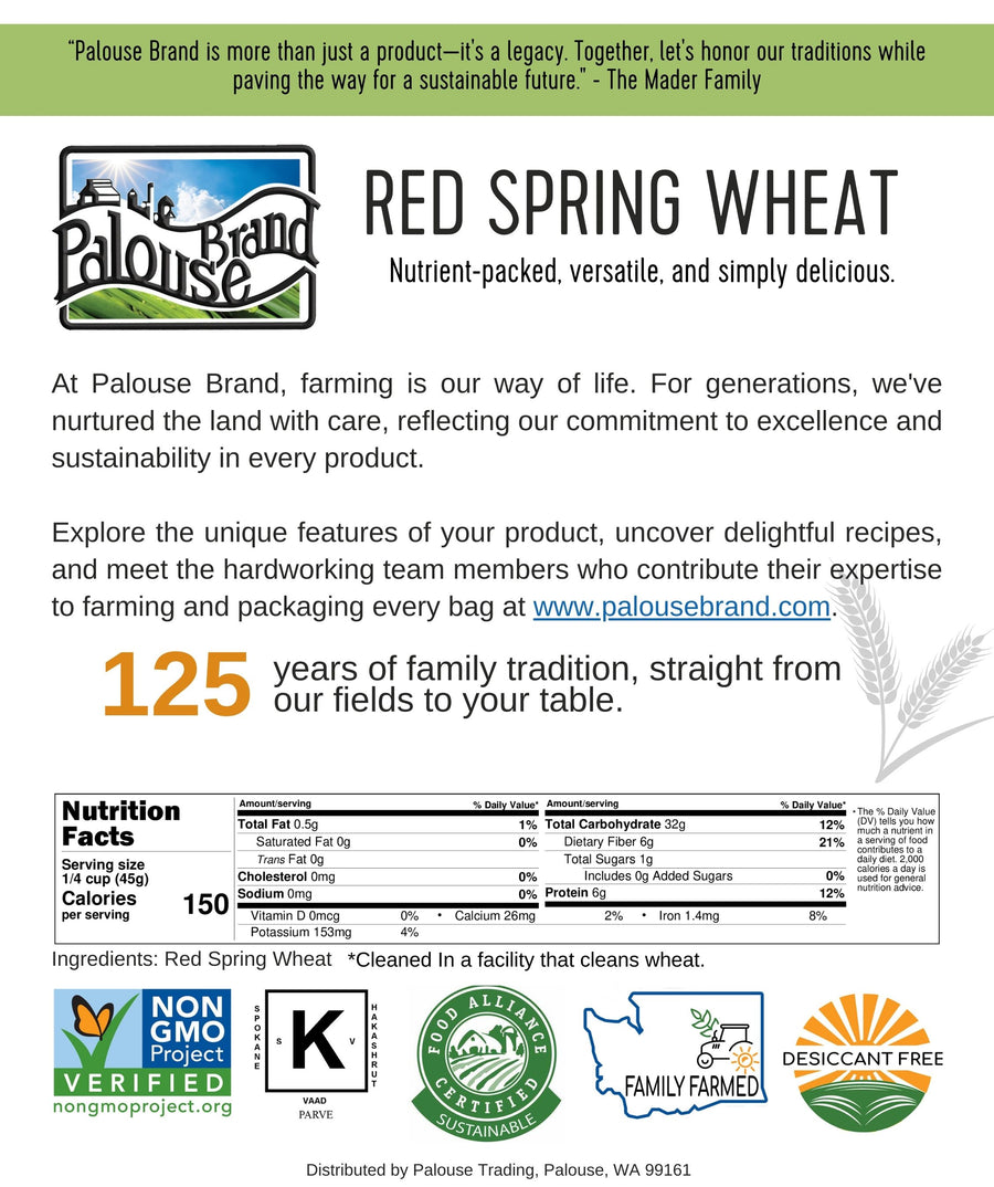 Red Spring Wheat Berries Nutrition Facts