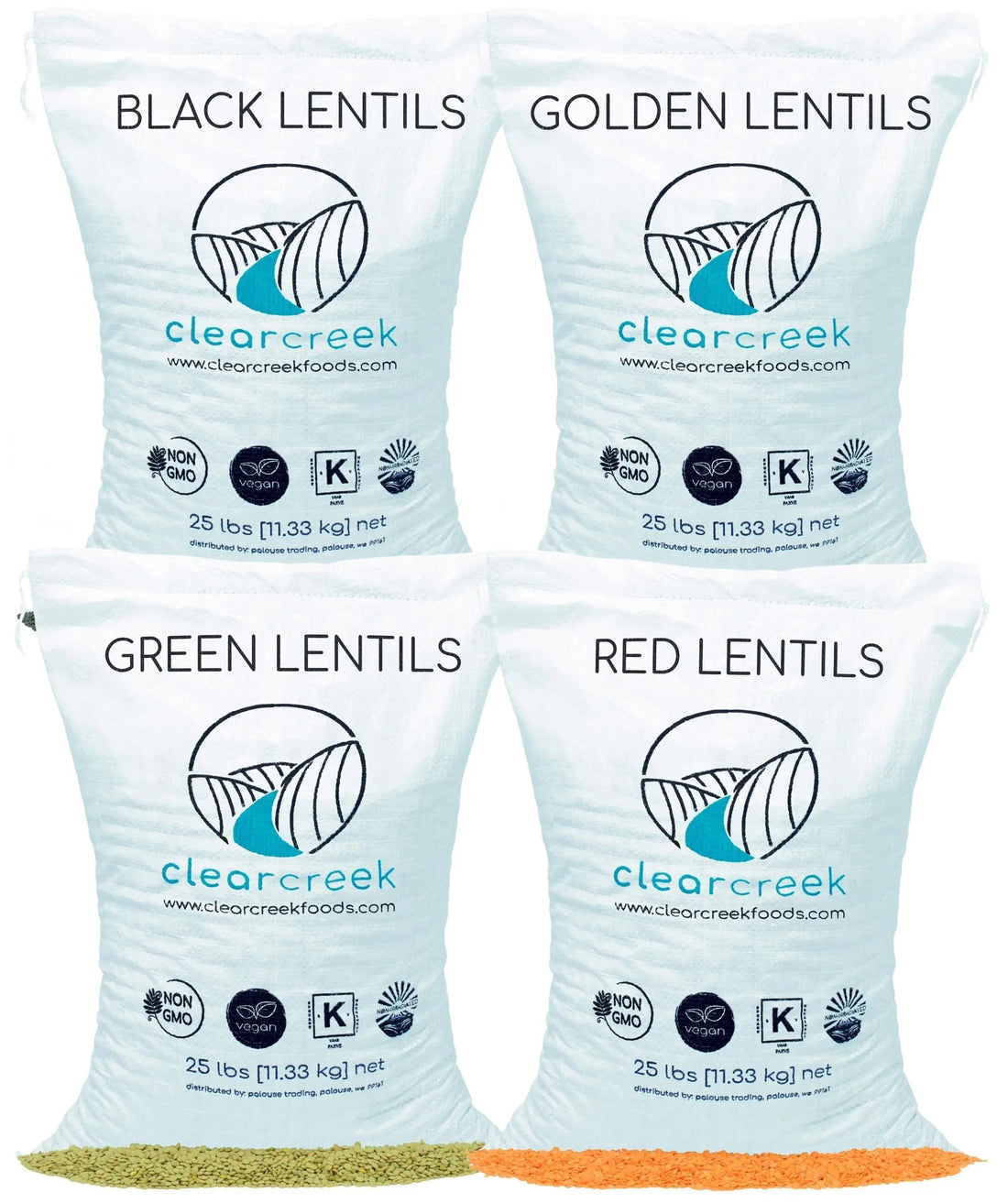 Lentil Variety Bundle Golden, Red, Black and Green Lentils  