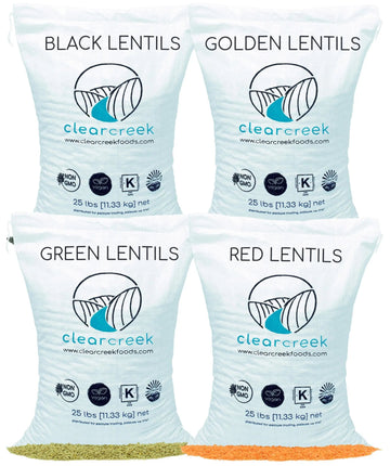 Lentil Variety Bundle Golden, Red, Black and Green Lentils  