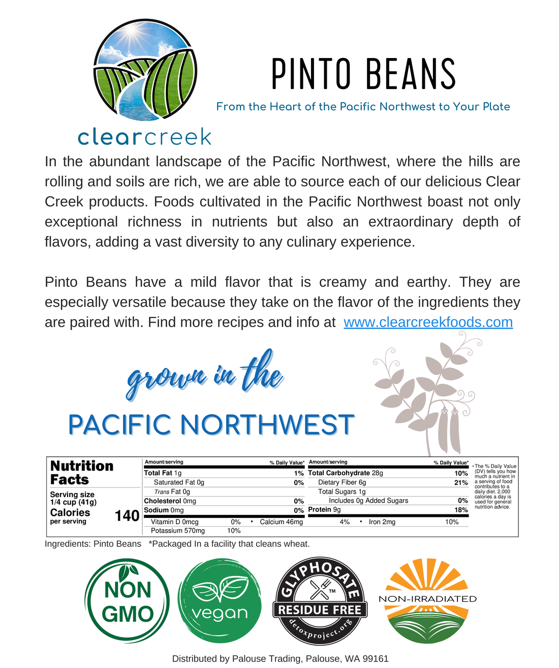Pinto Beans | 1 LB | Certified Glyphosate Residue Free