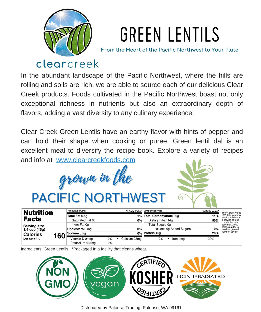 Green Lentil Nutrition Fact