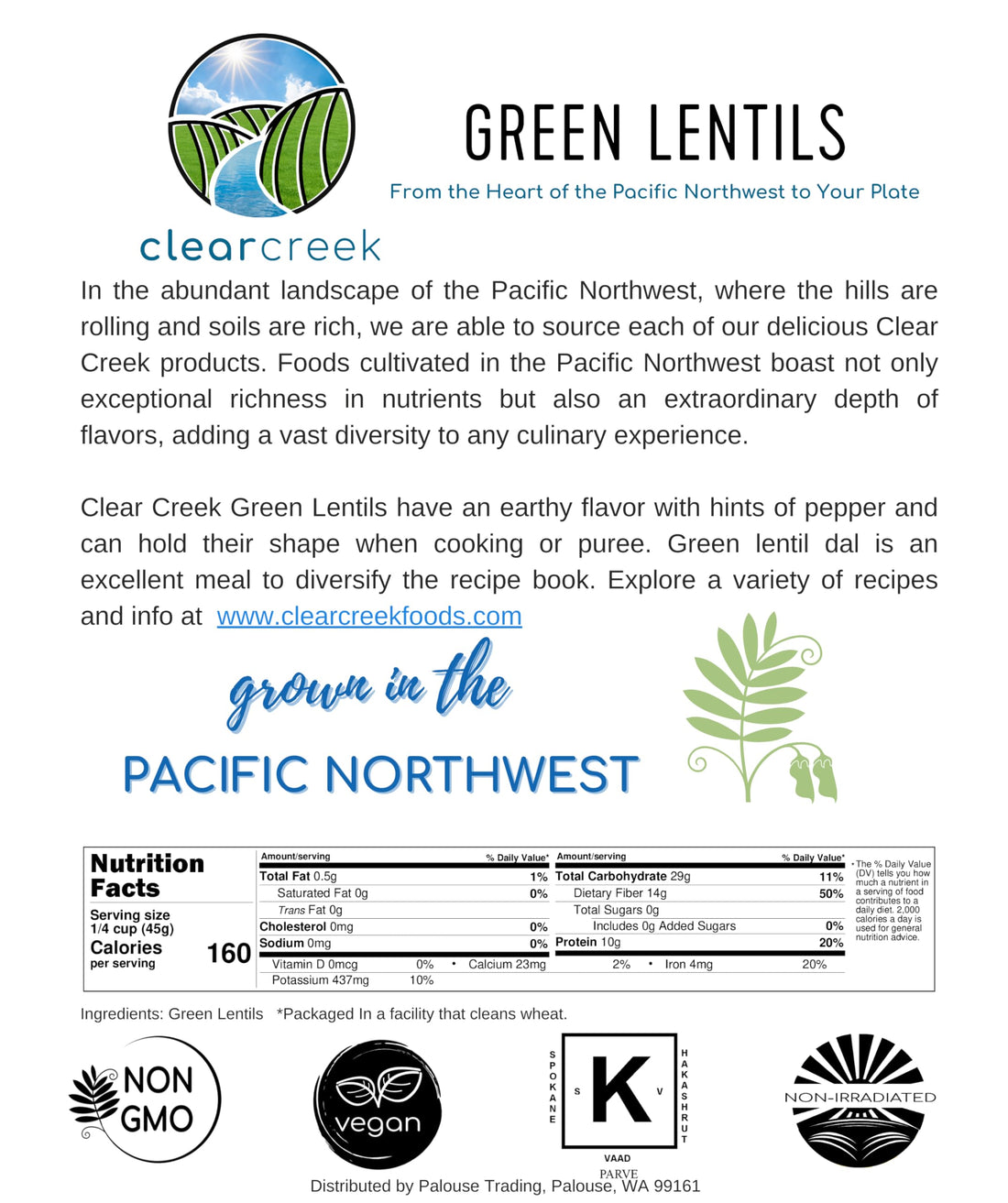 Green Lentil Back Label