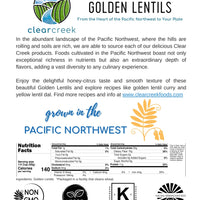 Nutrition Facts for Idaho Grown Golden Lentils