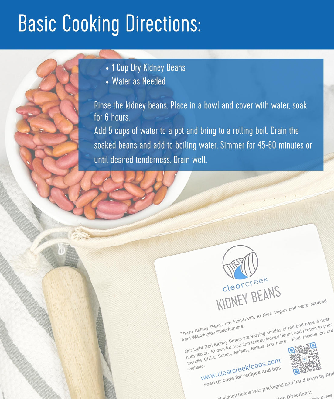 Grown in Washington Light Red Kidney Beans | 4 lbs | Non-GMO | Kosher | Vegan | Non-Irradiated