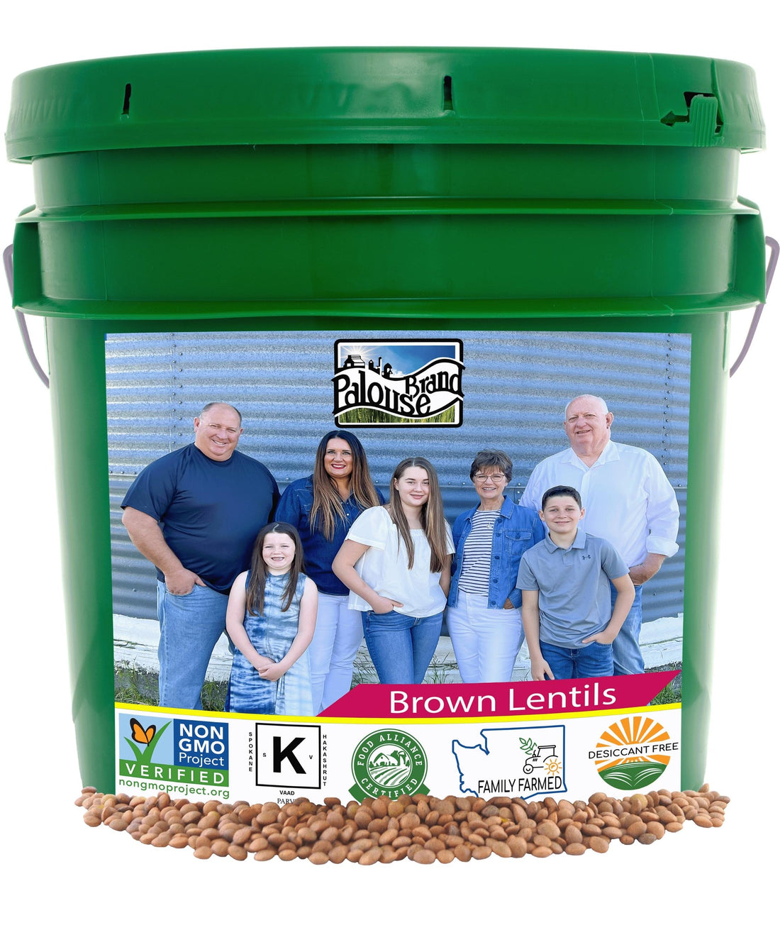 Palouse Brand Brown Lentils, 25 lbs Bucket, Emergency Food Storage