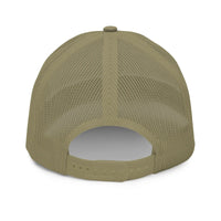 a khaki colored hat with a white visor